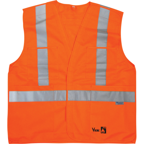 Fire Retardant Safety Vest, High Visibility Orange, Medium/Small, Polyester Chandler Sales