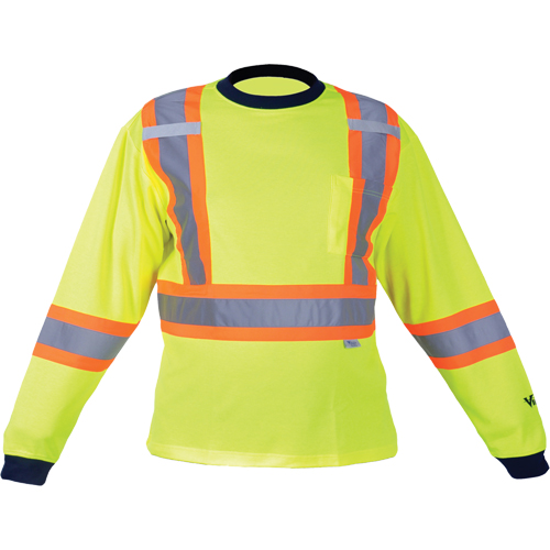 Safety Long Sleeve Shirt, Polyester, X-Large, High Visibility Lime-Yellow Chandler Sales