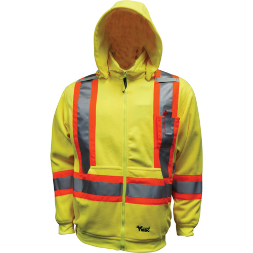 Safety Fleece Hoodie, Polyester, Small, High Visibility Lime-Yellow Chandler Sales