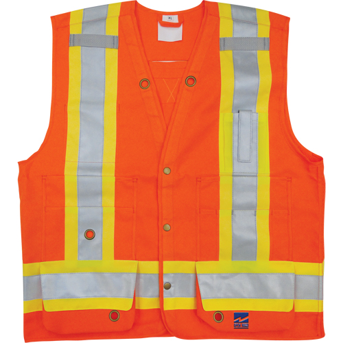 Surveyor Safety Vest, High Visibility Orange, Small, Polyester Chandler Sales