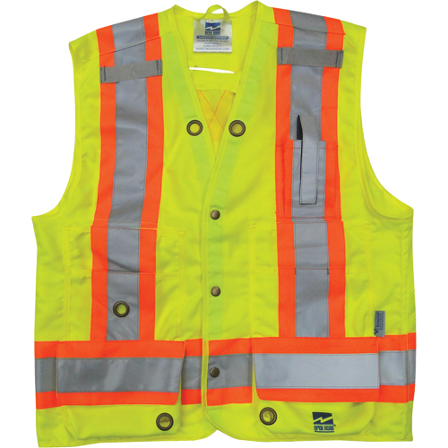 Surveyor Safety Vest, High Visibility Lime-Yellow, Small, Polyester Chandler Sales