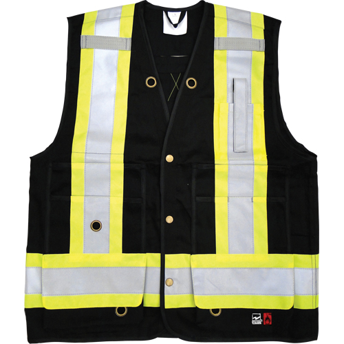 Fire Retardant Surveyor Safety Vest, Black, Small, Cotton Chandler Sales