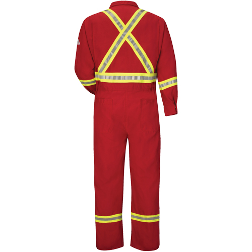 Flame-Resistant Deluxe Coveralls with Reflective Trim, Size 38, Red, 5.6 cal/cm² Chandler Sales
