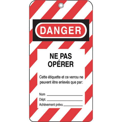 Lockout Tags, Plastic, 3" W x 5-3/4" H, French Chandler Sales