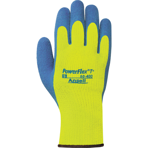 PowerFlex&reg; T° Hi Viz 80-400 Gloves, 7/Small, Rubber Latex Coating, 7 Gauge, Terry Shell Chandler Sales