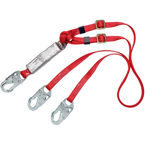 PRO Shock-Absorbing Lanyard, 6', Snap Hook Center, Snap Hook Leg Ends, Polyester Chandler Sales