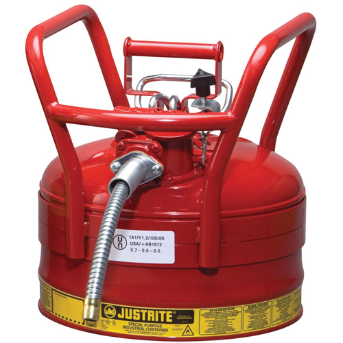 D.O.T. AccuFlow Safety Cans, Type II, Steel, 2.5 US gal., Red, FM Approved Chandler Sales
