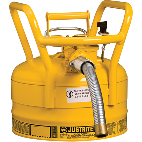 D.O.T. AccuFlow Safety Cans, Type II, Steel, 2.5 US gal., Yellow, FM Approved Chandler Sales