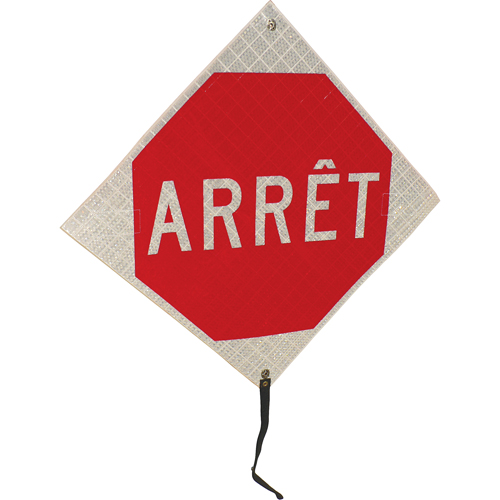 Panneau de circulation enroulable  Arr&ecirc;t , 24" x 24", Vinyle, Français Chandler Sales