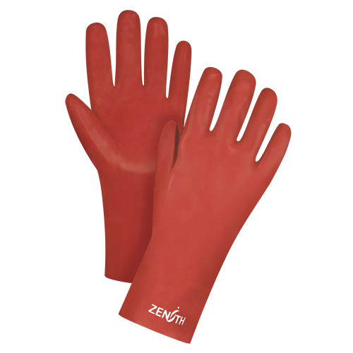 Gants rouges &agrave; fini doux r&eacute;sistants aux produits chimiques, Taille 9, 12" lo, PVC, Doublure en Interlock, 47-mil Chandler Sales