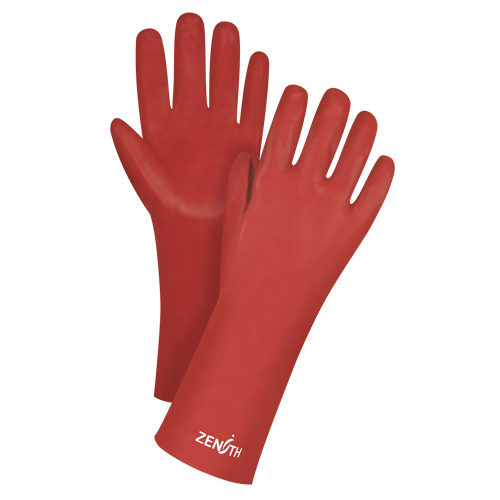 Gants rouges &agrave; fini doux r&eacute;sistants aux produits chimiques, Taille 9, 14" lo, PVC, Doublure en Interlock, 47-mil Chandler Sales