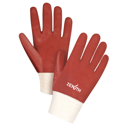 Gants rouges &agrave; fini doux r&eacute;sistants aux produits chimiques, Taille Grand/9, 10" lo, PVC, Doublure en Interlock, 47-mil Chandler Sales