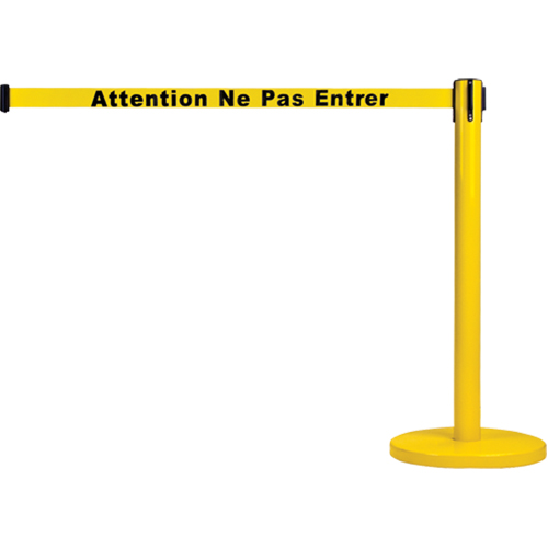 Free-Standing Crowd Control Barrier, Steel, 35" H, Yellow Tape, 7' Tape Length Chandler Sales