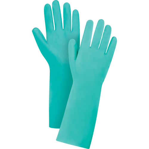 Gants de premi&egrave;re qualit&eacute; &agrave; prise en losange r&eacute;sistants aux produits chimiques, Taille Grand/9, 15" lo, Nitrile, 22 mils Chandler Sales