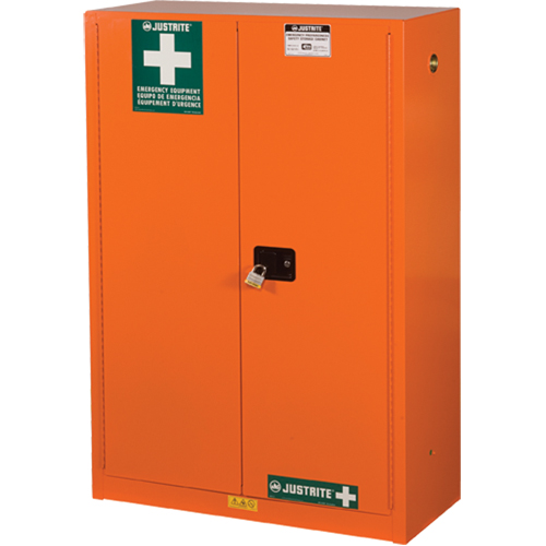 Emergency Preparedness Storage Cabinets, Steel, 4 Shelves, 65" H x 43" W x 18" D, Orange Chandler Sales