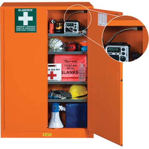 Emergency Preparedness Storage Cabinets, Steel, 4 Shelves, 65" H x 43" W x 18" D, Orange Chandler Sales