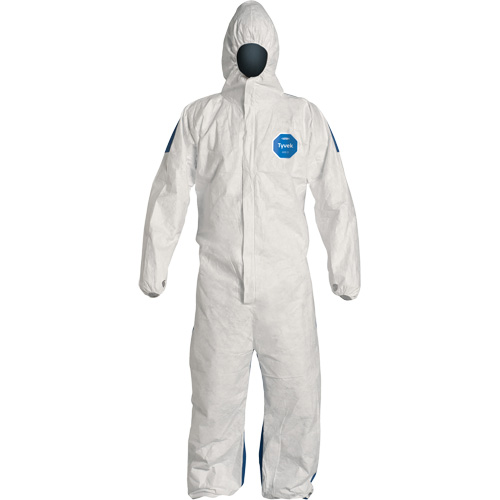 Hooded Coveralls, 4X-Large, Blue/White, Tyvek&reg; 400 D Chandler Sales