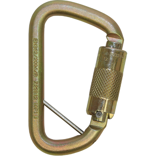 Rollgliss Technical Rescue Offset D Fall Arrest Carabiner, Steel, 3600 lbs Capacity Chandler Sales
