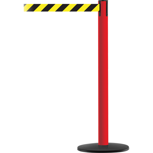 Advance TensaBarrier&reg; Barrier Post, Steel, 36" H, Black/Yellow Tape, 7.5' Tape Length Chandler Sales
