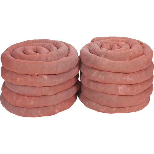 Remblais tubulaires absorbants, Mati&egrave;res dangereuses, Absorption 45 gal., 3" la x 10' lo, Pqt de 10 Chandler Sales