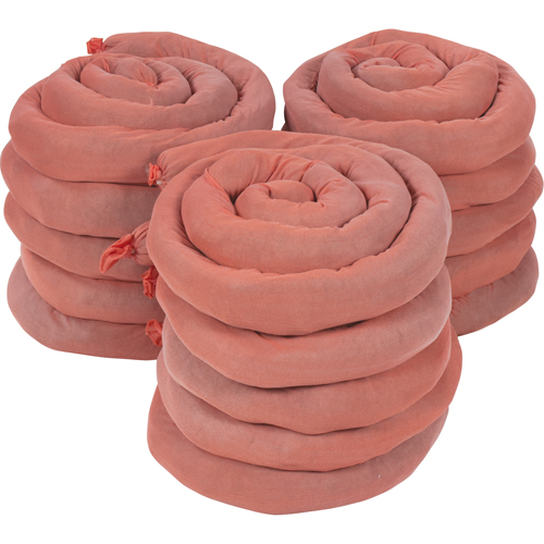 Remblais tubulaires absorbants, Mati&egrave;res dangereuses, Absorption 50 gal., 3" la x 8' lo, Pqt de 15 Chandler Sales