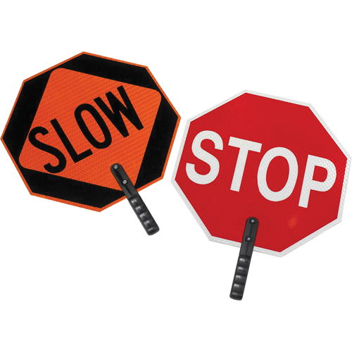 Double-Sided "Stop/Slow" Traffic Control Sign, 18" x 18", Plastic, English with Pictogram Chandler Sales