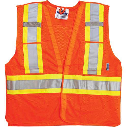 Traffic Safety Vest, High Visibility Orange, 2X-Large/3X-Large, Polyester Chandler Sales
