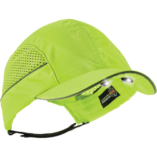 Skullerz&reg; 8960 Short Brim Bump Cap with LED Lighting, High Visibility Lime Green Chandler Sales