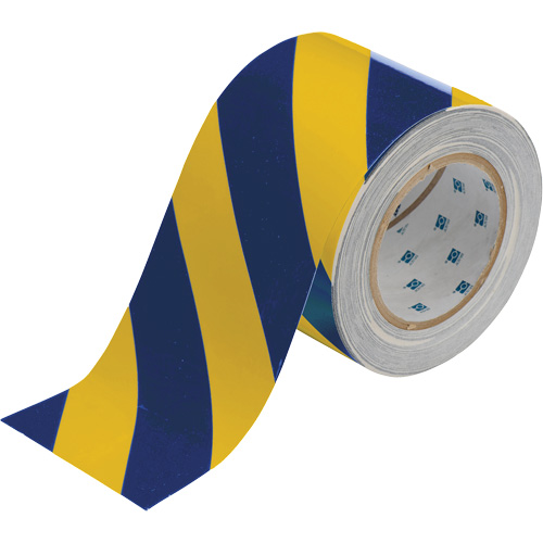 Ruban de marquage pour planchers ToughStripe, 4" x 100', Polyester, Bleu et jaune Chandler Sales