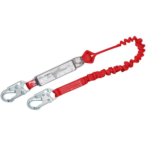 PRO Elastic Shock-Absorbing Lanyard, 6', Snap Hook Center, Snap Hook Leg Ends, Polyester Chandler Sales