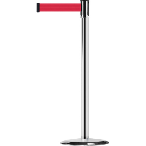 Slimline TensaBarrier&reg; Barrier Post, Steel, 38" H, Red Tape, 7.5' Tape Length Chandler Sales