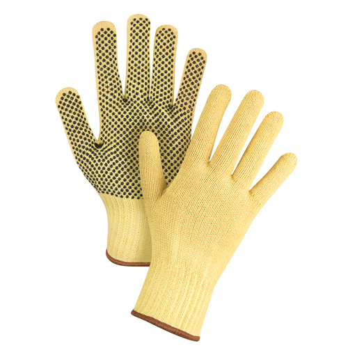 Dotted Seamless String Knit Gloves, Size Large/9, 7 Gauge, PVC Coated, Kevlar&reg; Shell, ASTM ANSI Level A2/EN 388 Level 3 Chandler Sales