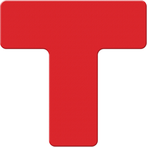 Armor Stripe Lean/5S Markers, T, 6" L x 6" W, Red, Plastic Chandler Sales