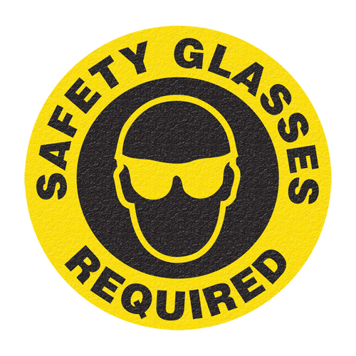 Panneau de signalisation au sol  Safety Glasses , Adh&eacute;sif, Anglais avec pictogramme Chandler Sales