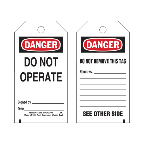Lockout Tags, Plastic, 3" W x 5-3/4" H, English Chandler Sales
