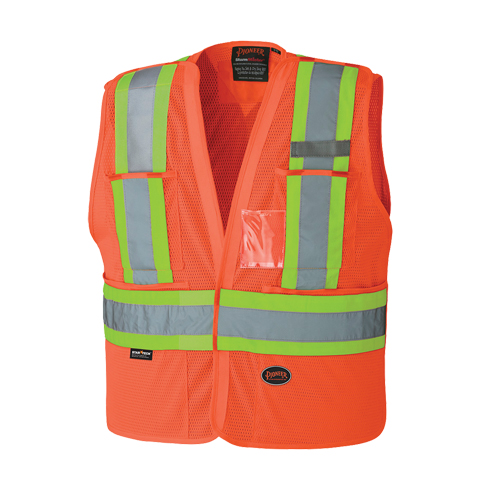 6932 Tear-Away Safety Vest, High Visibility Orange, Medium/Small, Polyester Chandler Sales