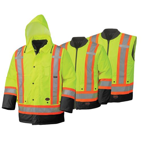 5021BB Manteau de s&eacute;curit&eacute; 6 en 1 imperm&eacute;able, Jaune lime haute visibilit&eacute;, 2T-Grand Chandler Sales