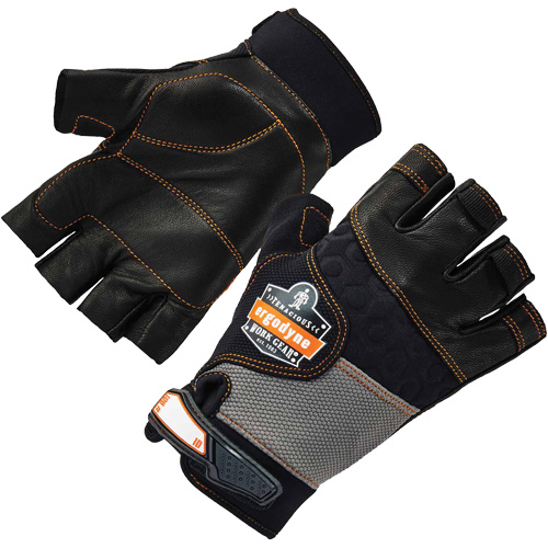 ProFlex 901 Half-Finger Leather Impact Gloves, Small, Grain Leather Palm, Hook & Loop Cuff Chandler Sales