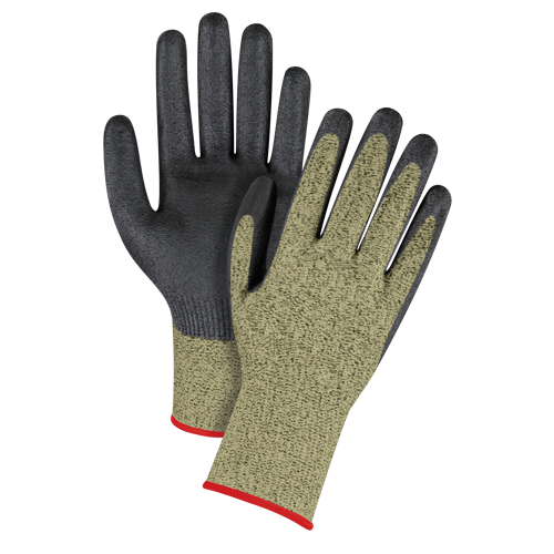 Gants &eacute;lastiques sans coutures r&eacute;sistants &agrave; la coupe noir & jaune, Taille Petit/7, Calibre 13, Rev&ecirc;tement Mousse de nitrile, Enveloppe en Aramide, ASTM ANSI niveau A6 Chandler Sales