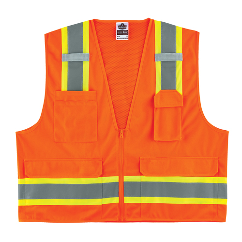 GloWear&reg; 8248Z Two-Tone Surveyors Vest, High Visibility Orange, Medium/Small, Polyester Chandler Sales