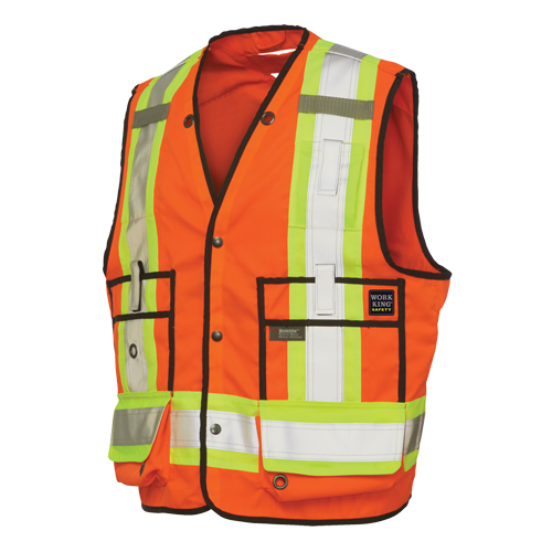 Surveyor Safety Vest, High Visibility Orange, Large, Polyester Chandler Sales