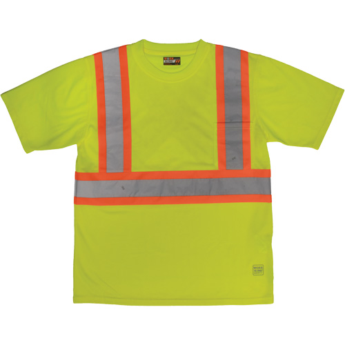 T-shirt de s&eacute;curit&eacute; avec poche &agrave; manches courtes, Polyester, Grand, Jaune lime haute visibilit&eacute; Chandler Sales