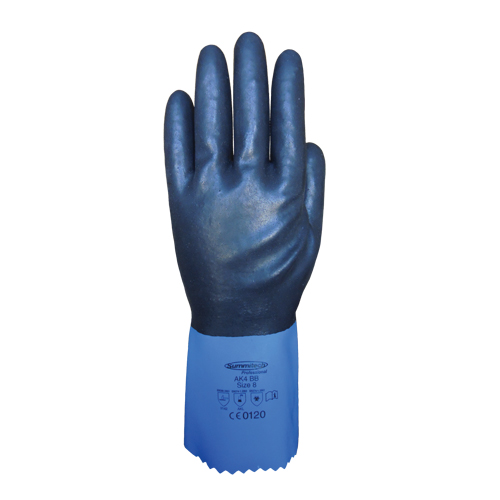 Summitech Full-Dipped Chemical Resistant Gloves, Size Small/7, 11.8" L, Chloroprene, Poly-Cotton Inner Lining, 59-mil Chandler Sales
