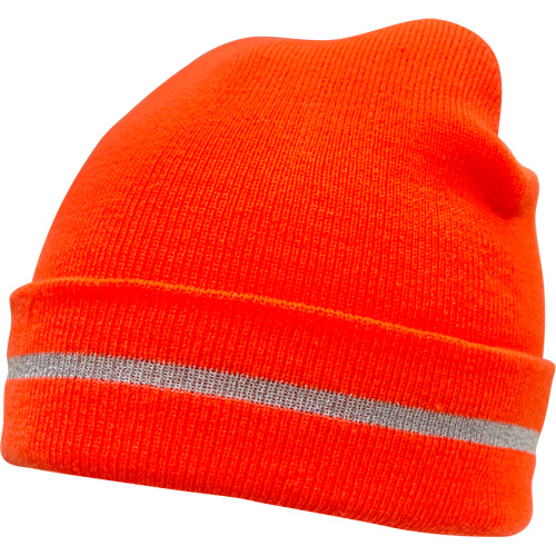 Bonnet en tricot haute visibilit&eacute; avec bande r&eacute;fl&eacute;chissante, Orange haute visibilit&eacute;, Acrylique Chandler Sales