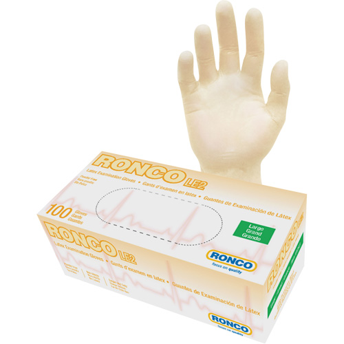 Gants jetables, Grand, Latex, 4 mils, Sans poudre, Naturel, Classe 2 Chandler Sales
