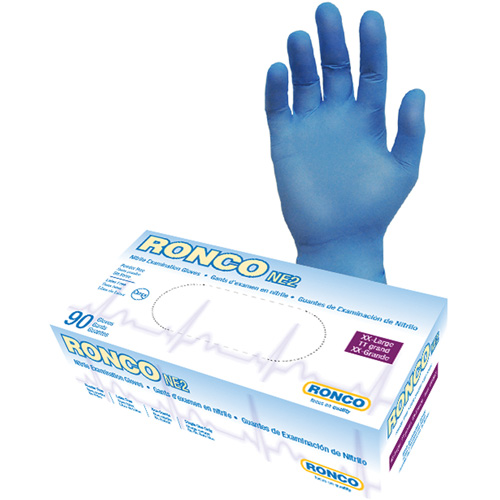 Gants jetables, 2T-Grand, Nitrile, 4 mils, Sans poudre, Bleu Chandler Sales