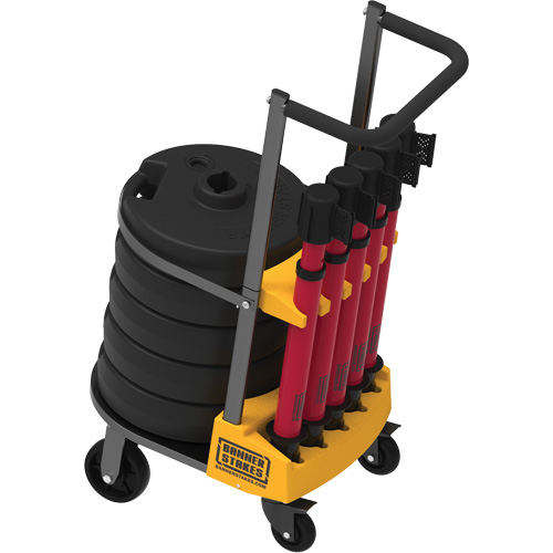 PLUS Barrier Post Cart Kit, 75' L, Metal, Red Chandler Sales