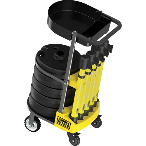 PLUS Barrier Post Cart Kit with Tray, 75' L, Metal, Yellow Chandler Sales