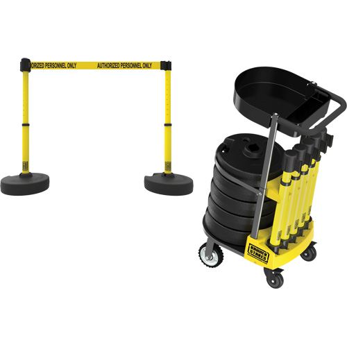 PLUS Barrier Post Cart Kit with Tray, 75' L, Metal, Yellow Chandler Sales