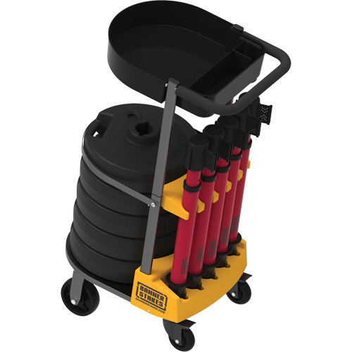 PLUS Barrier Post Cart Kit with Tray, 75' L, Metal, Red Chandler Sales